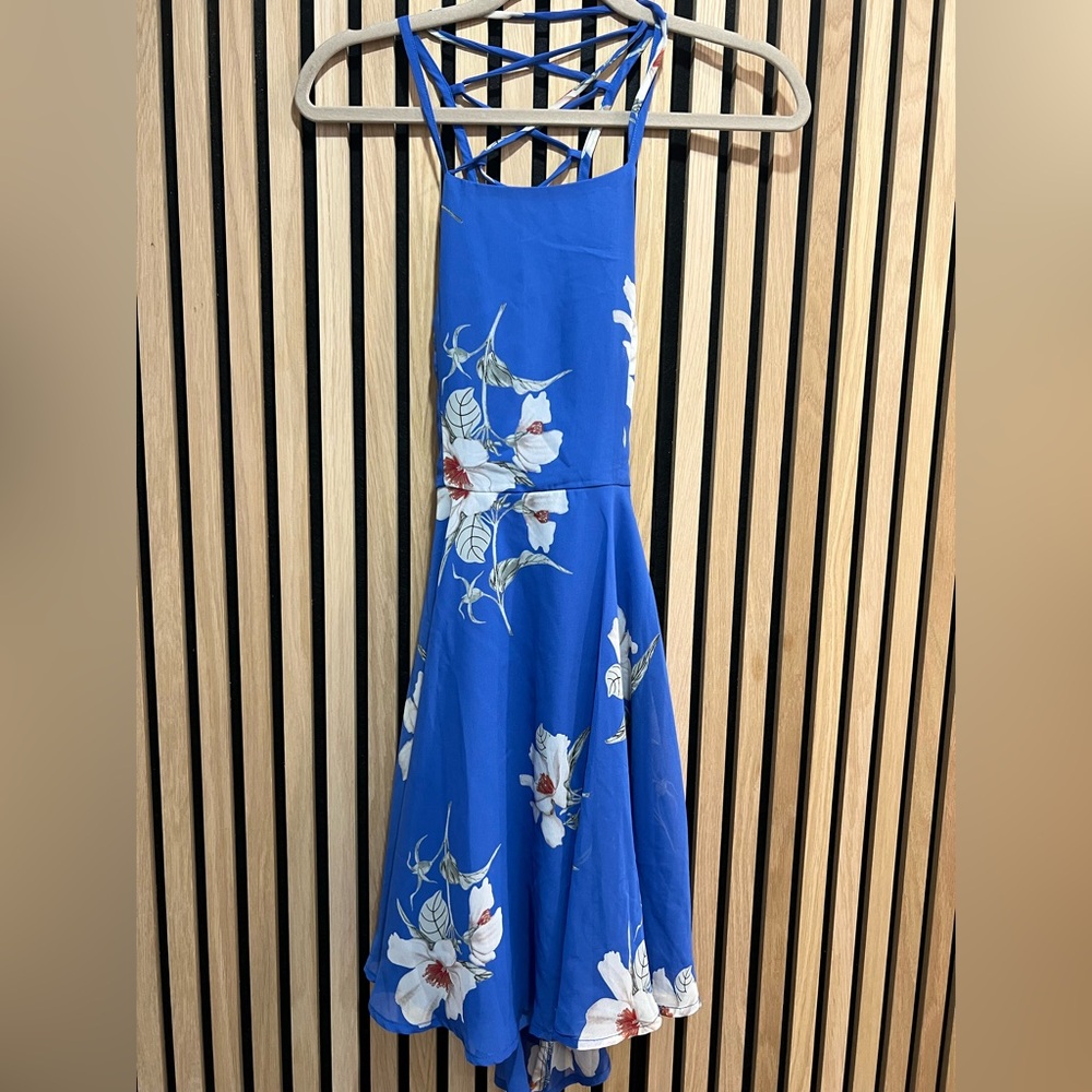 Lulus Floral Blue Dress